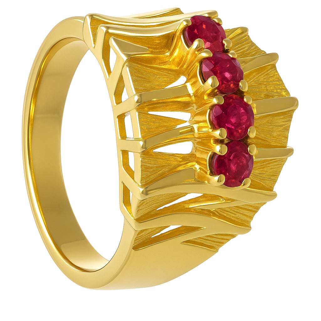 Anello - 18 carati Oro giallo - 0.32ct. tw. Rubino