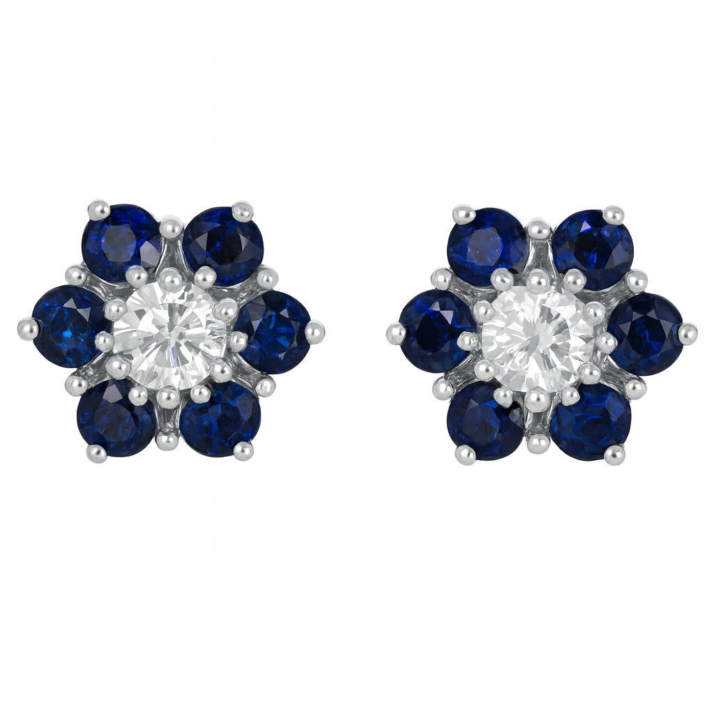 Orecchini - 18 carati Oro bianco - 2.80ct. tw. Zaffiro - Diamante