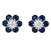 Orecchini - 18 carati Oro bianco - 2.80ct. tw. Zaffiro - Diamante