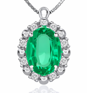 Collana con ciondolo - 18 carati Oro bianco - 0.77ct. tw. Smeraldo - Diamante