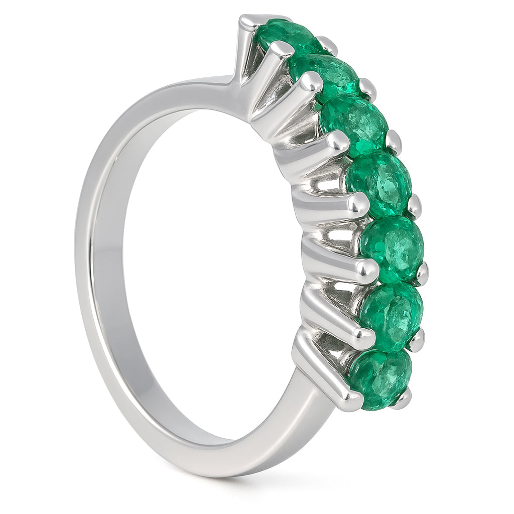 Anello - 18 carati Oro bianco - 1.00ct. tw. Smeraldo