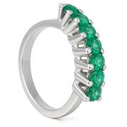 Anello - 18 carati Oro bianco - 1.00ct. tw. Smeraldo