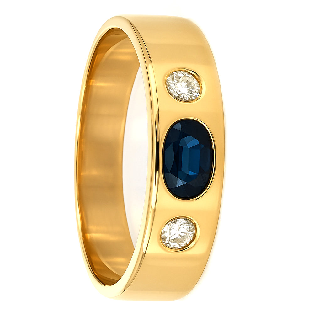 Anello - 18 carati Oro giallo - 0.52ct. tw. Zaffiro - Diamante