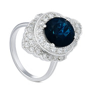 Anello - 18 carati Oro bianco - 4.20ct. tw. Zaffiro - Diamante