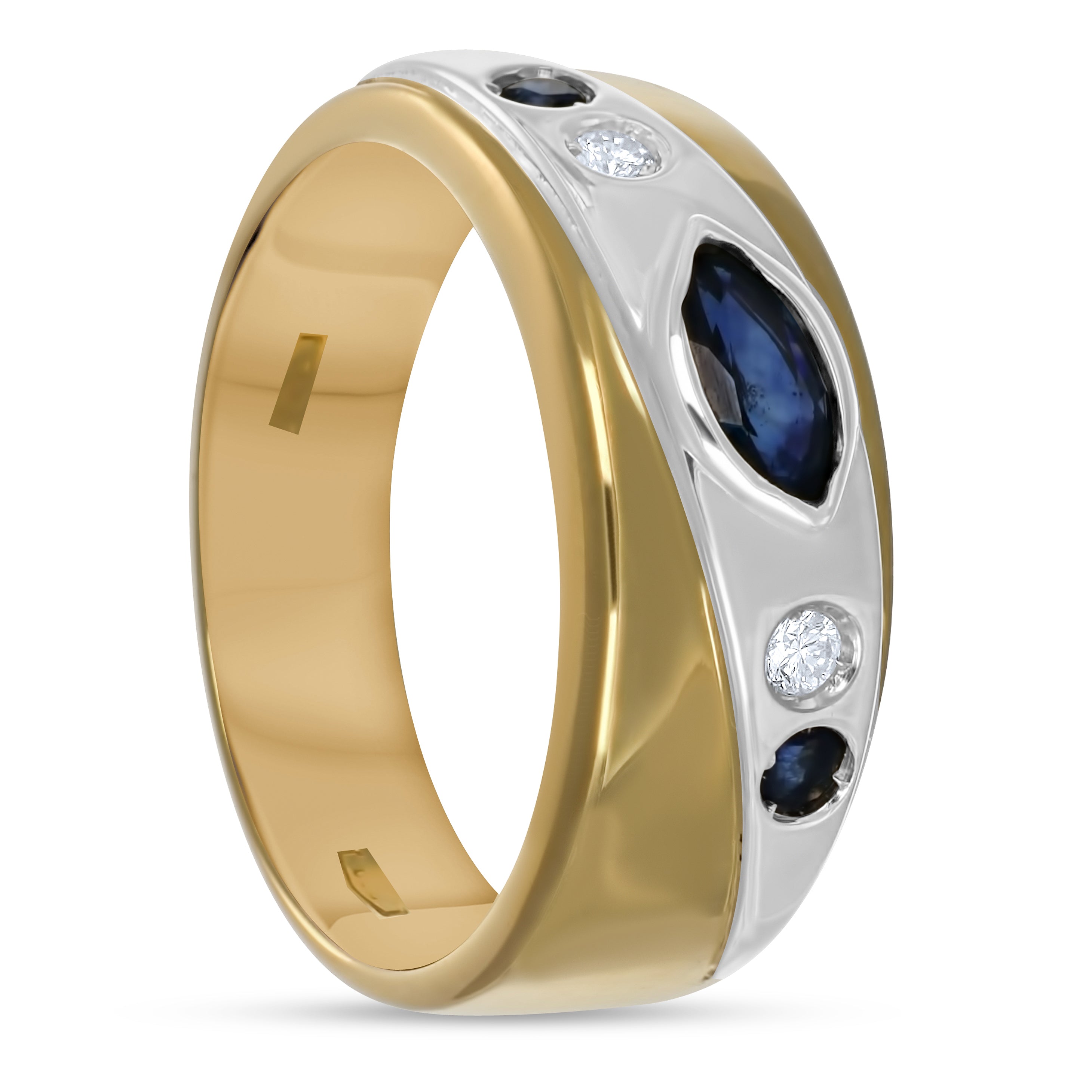 Anello - 18 carati Oro bianco, Oro giallo - 0.49ct. tw. Zaffiro - Diamante