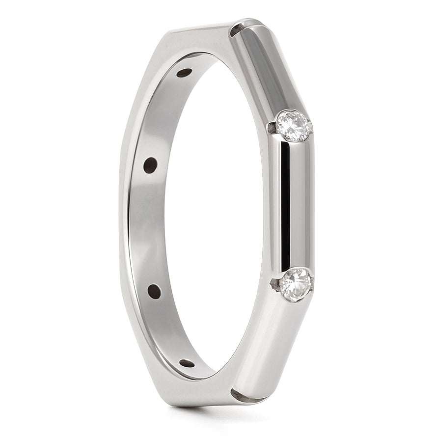 Anello - 18 carati Oro bianco - 0.12ct. tw. Diamante (Naturale)