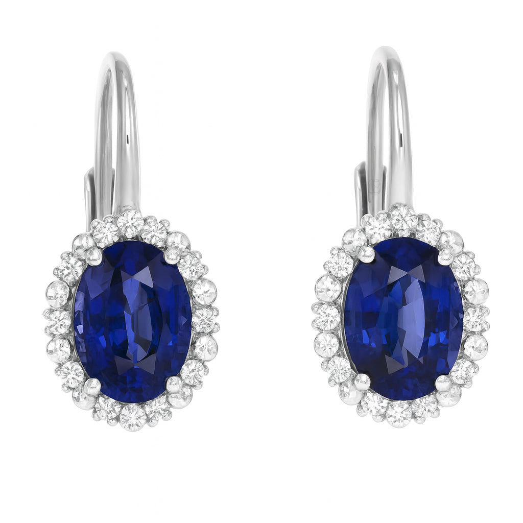 Orecchini - 18 carati Oro bianco - 3.03ct. tw. Zaffiro - Diamante