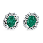 Orecchini - 18 carati Oro bianco - 6.30ct. tw. Smeraldo - Diamante