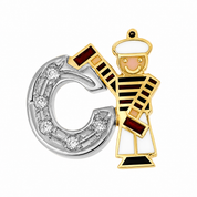 Spilla - 18 carati Oro bianco, Oro giallo - 0.05ct. tw. Diamante (Naturale) - Made in Italy - Handmade
