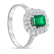 Anello - 18 carati Oro bianco - 0.32ct. tw. Diamante (Naturale) - Smeraldo