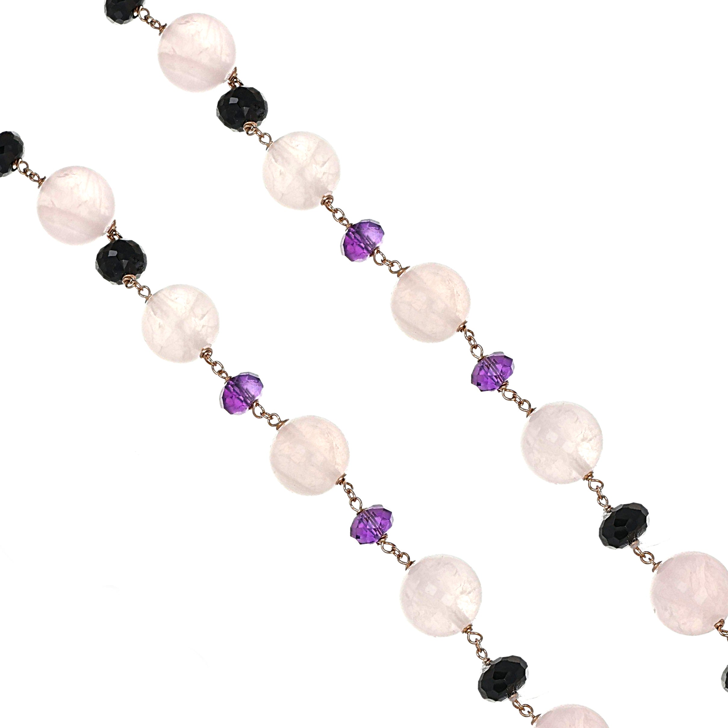 Collana - 18 carati Oro giallo, Quarzi Rosa - Spinello - Ametista