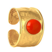 Anello - 18 carati Oro giallo Corallo