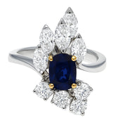 Anello - 18 carati Oro bianco, Oro giallo - 2.05ct. tw. Zaffiro - Diamante