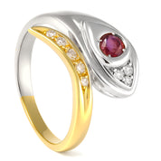 Anello - 18 carati Oro giallo, Oro bianco - 0.34ct. tw. Rubino - Diamante