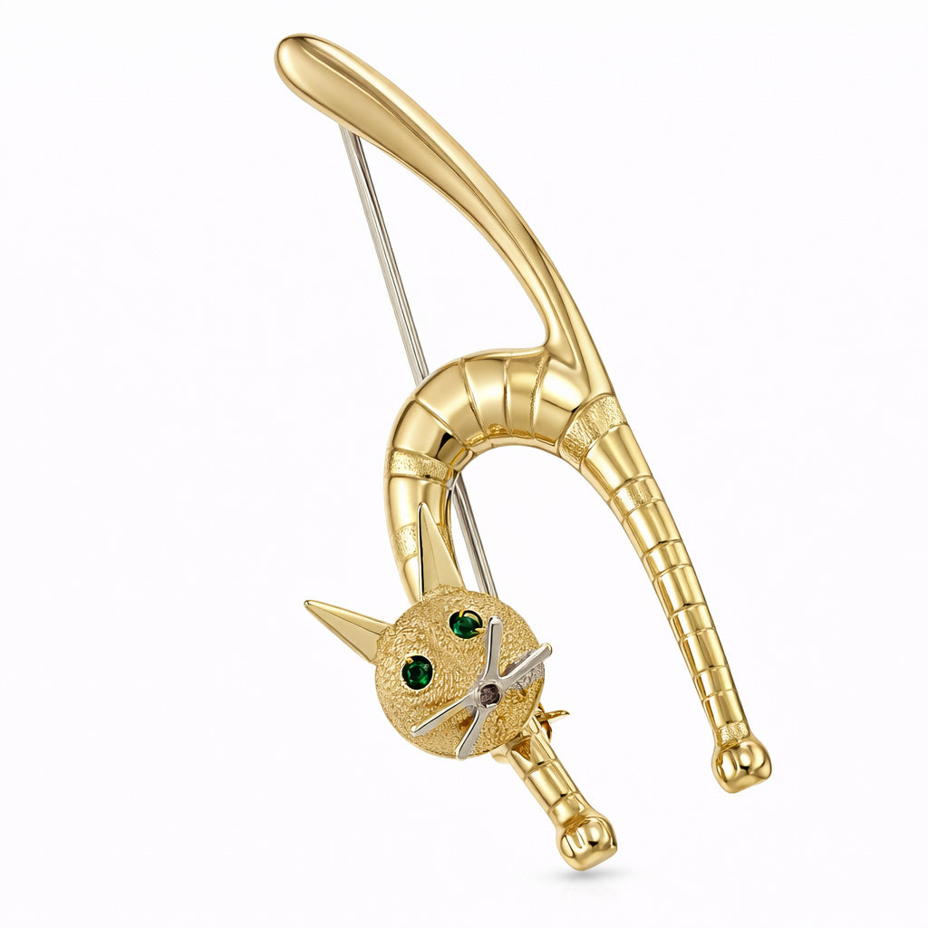 Spilla - 18 carati Oro giallo - 0.02ct. tw. Smeraldo