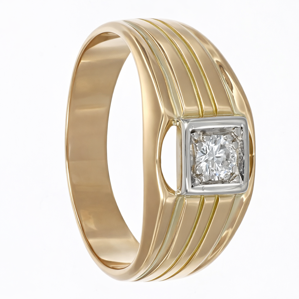 Anello - 18 carati Oro giallo, Oro bianco - 0.22ct. tw. Diamante (Naturale)