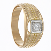 Anello - 18 carati Oro giallo, Oro bianco - 0.22ct. tw. Diamante (Naturale)