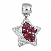 Ciondolo - 18 carati Oro bianco - 1.24ct. tw. Rubino - Diamante