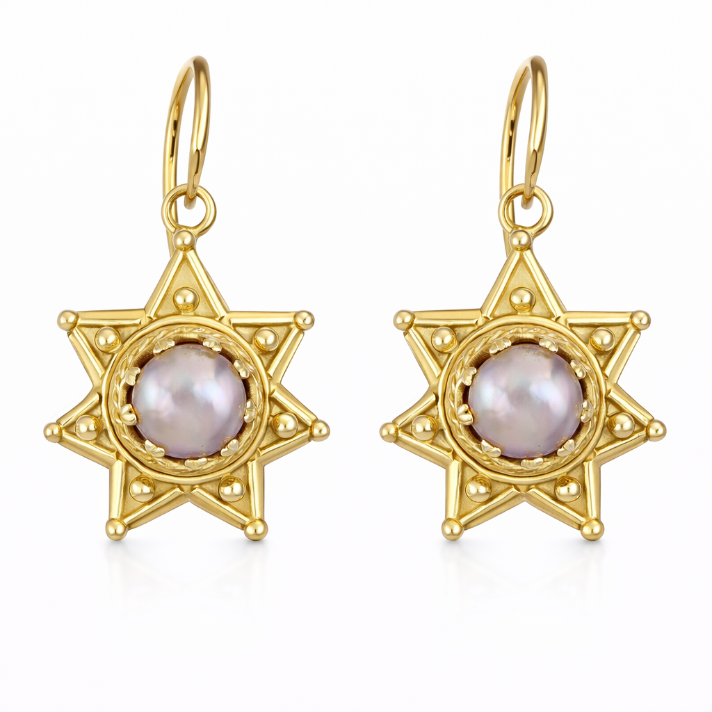 Orecchini - 18 carati Oro  Giallo - 0.04ct. tw. - Perla