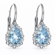 Orecchini - 18 carati Oro bianco - 1.66ct. tw. Acquamarina - Diamante