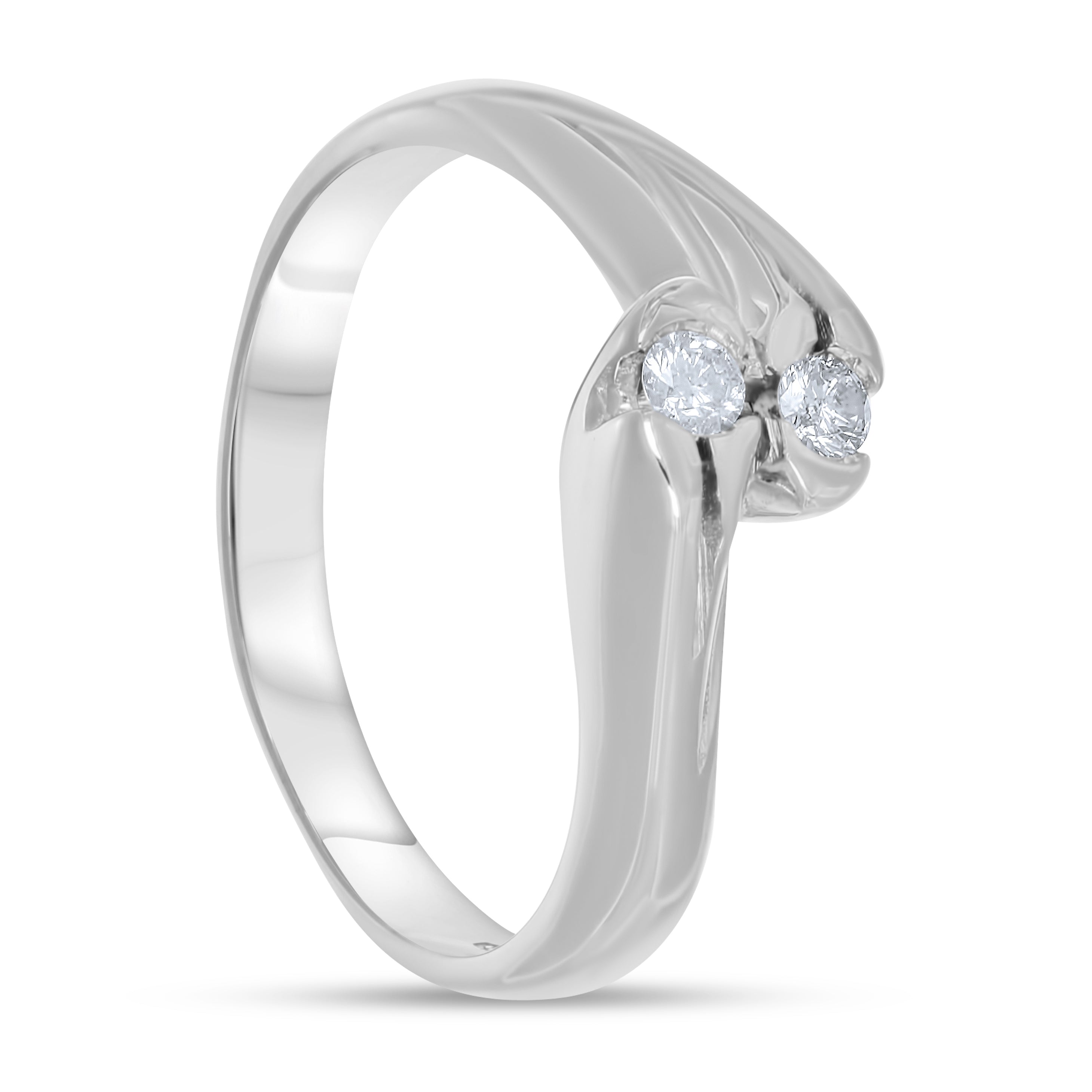 Anello - 18 carati Oro bianco - 0.10ct. tw. Diamante (Naturale)