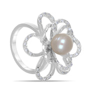 Anello - 18 carati Oro bianco - 0.25ct. tw. Diamante (Naturale) - Perla