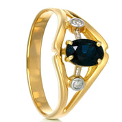 Anello - 18 carati Oro giallo - 0.53ct. tw. Zaffiro - Diamante