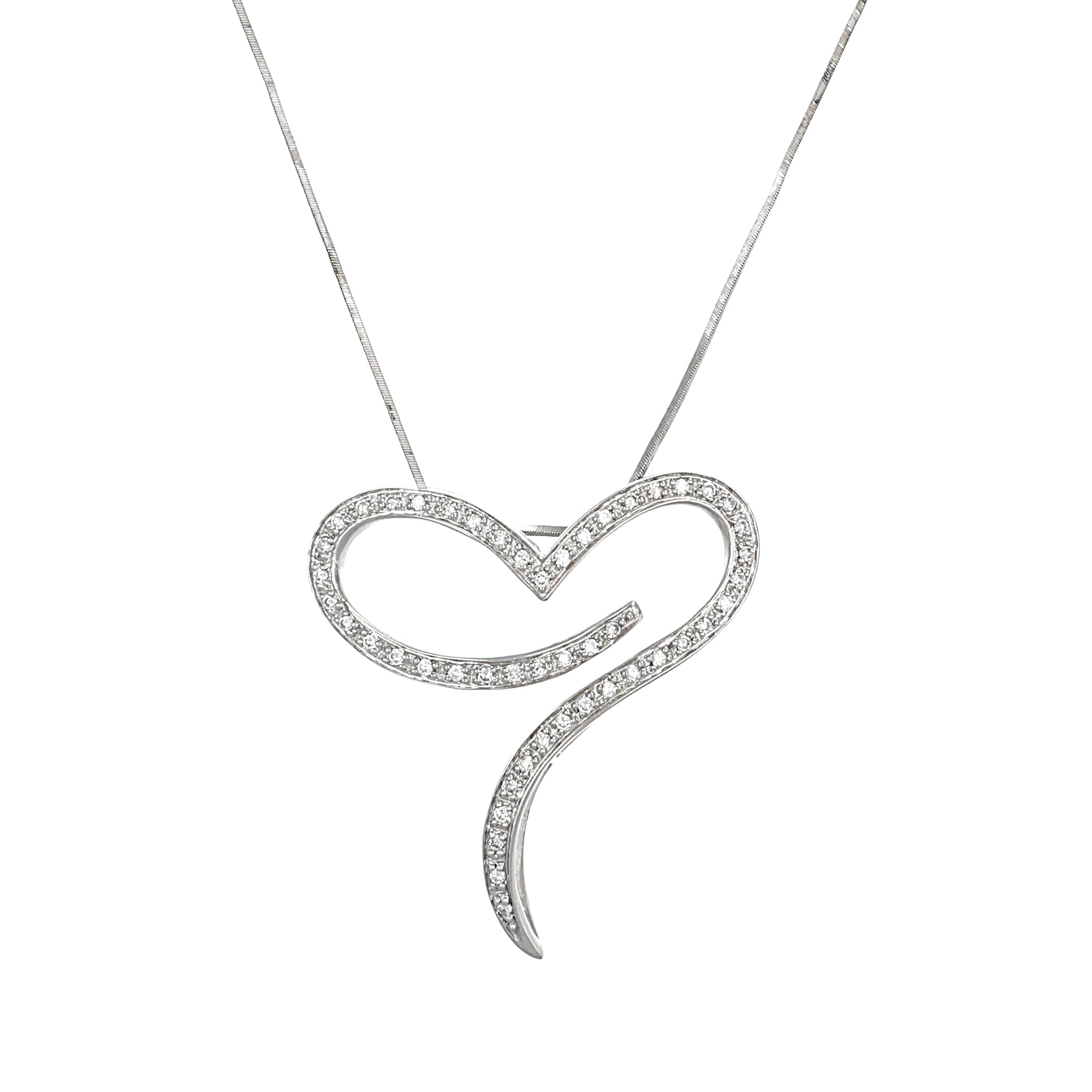 Collana con ciondolo - 18 carati Oro bianco - 0.40ct. tw. Diamante (Naturale)