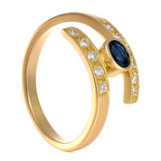 Anello - 18 carati Oro giallo - 0.41ct. tw. Zaffiro - Diamante