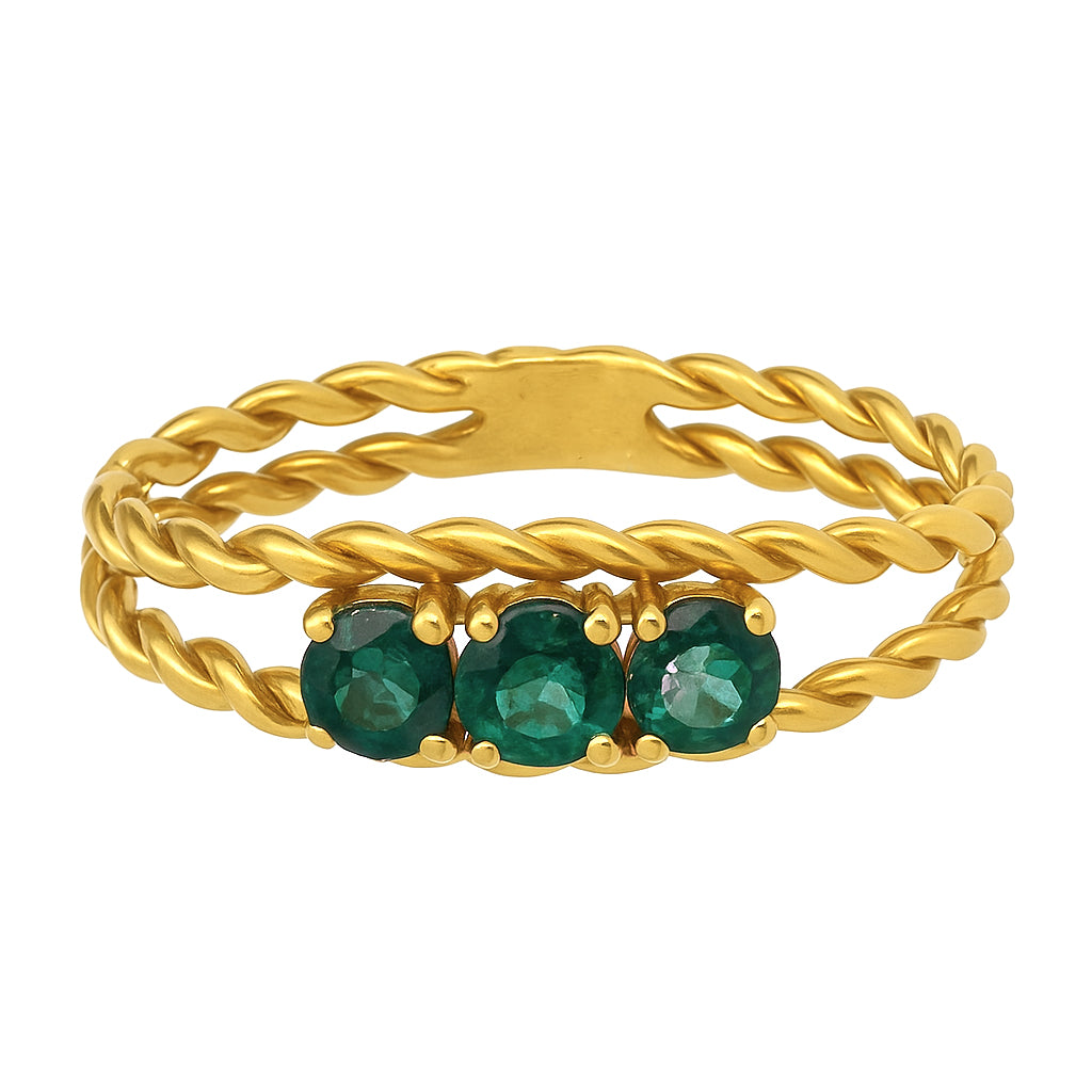 Anello - 18 carati Oro giallo - 0.43ct. tw. Smeraldo