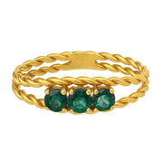 Anello - 18 carati Oro giallo - 0.43ct. tw. Smeraldo