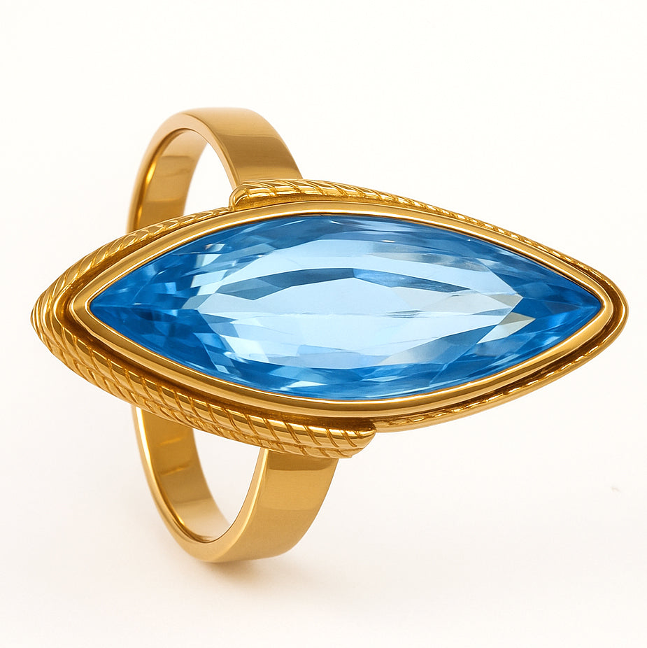 Anello - 18 carati Oro giallo - 5.90ct. tw. Topazio