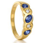 Anello - 18 carati Oro giallo - 0.47ct. tw. Zaffiro - Diamante