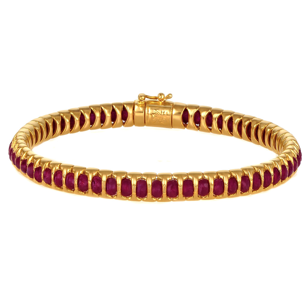 Bracciale - 9 kt Oro giallo - 4.56ct. tw. Rubino