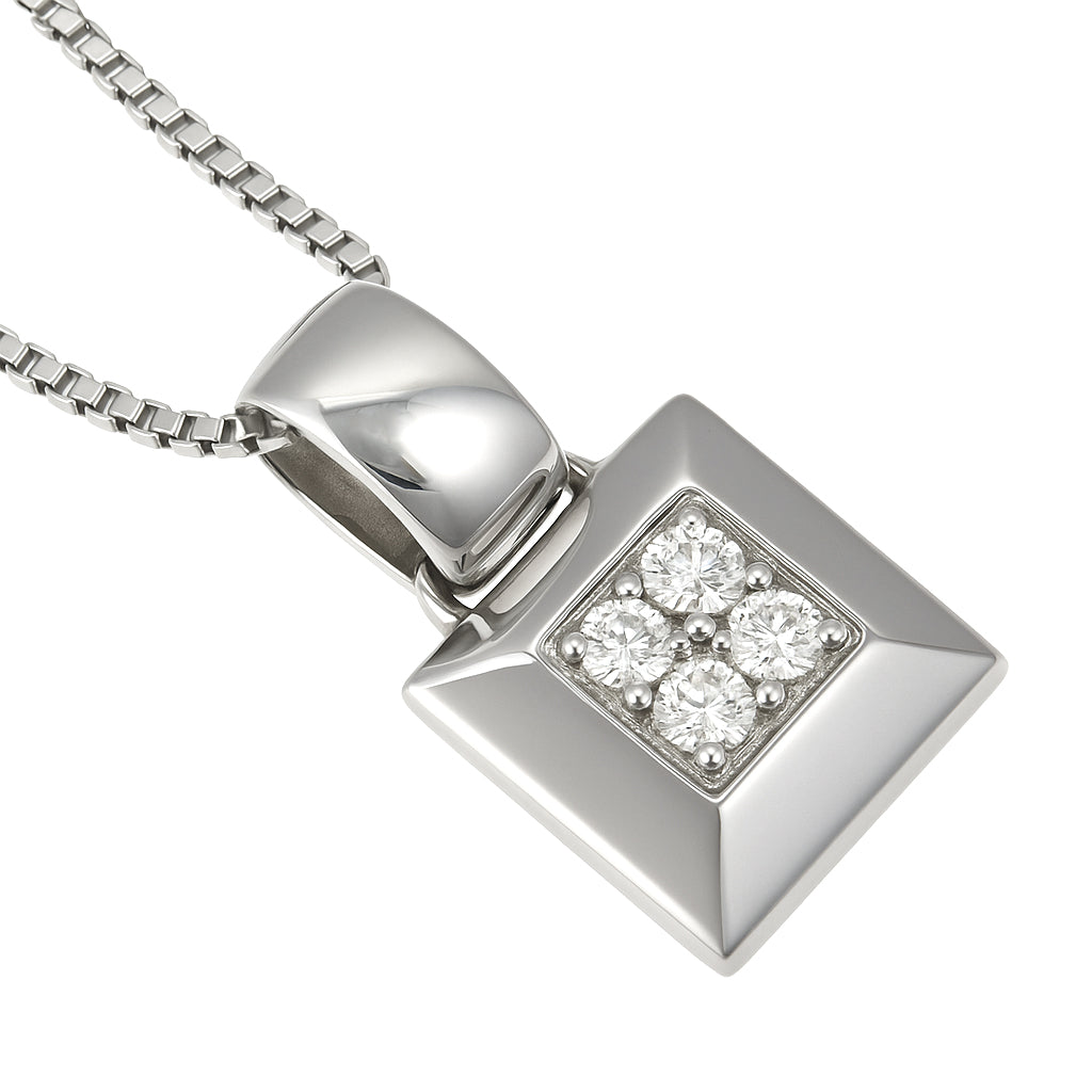 Collana con ciondolo - 18 carati Oro bianco - 0.08ct. tw. Diamante (Naturale)