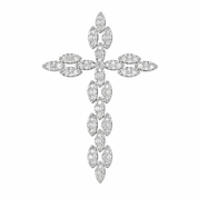 Ciondolo a croce - Oro bianco 18 carati - Diamanti naturali