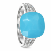 Anello - 18 carati Oro bianco - 5.32ct. tw. Turchese - Diamante