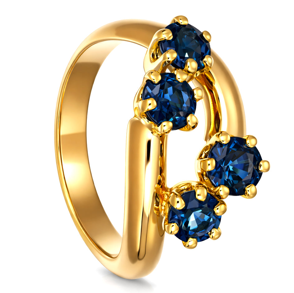 Anello - 18 carati Oro giallo - 0.50ct. tw. Zaffiro