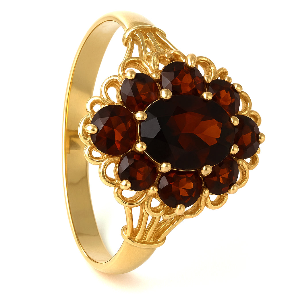 Anello - 18 carati Oro giallo - 1.15ct. tw. Granato