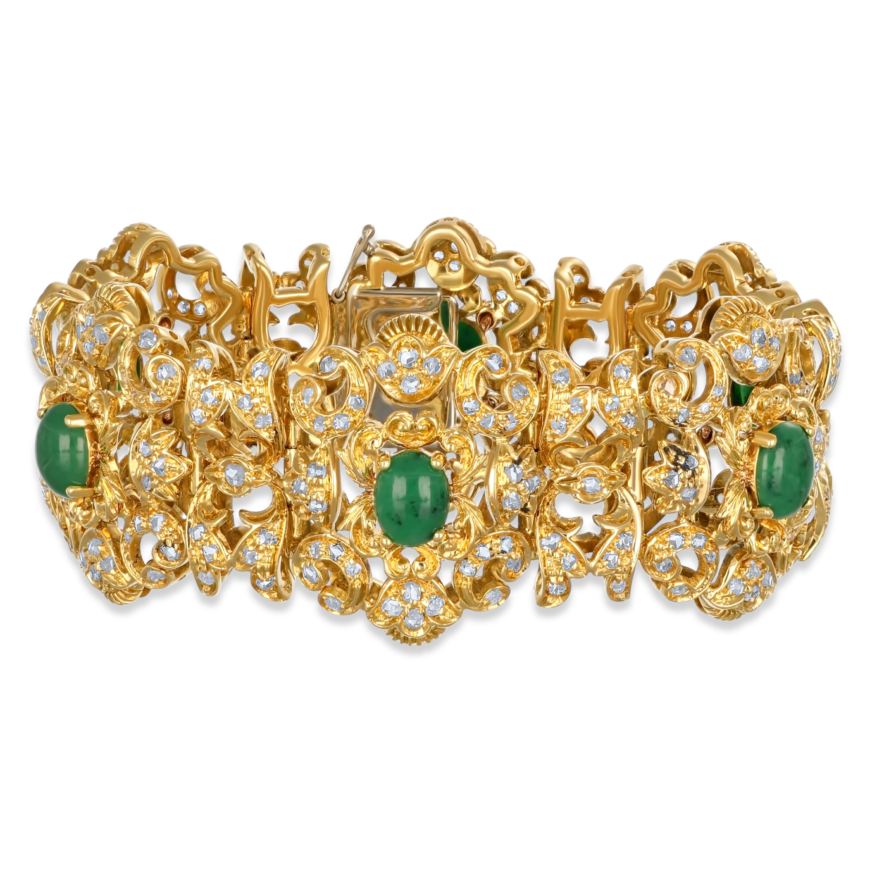 Bracciale - 18 carati Oro giallo - 7.50ct. tw. Giada - Diamante