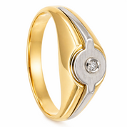 Anello - 18 carati Oro giallo, Oro bianco - 0.03ct. tw. Diamante (Naturale)