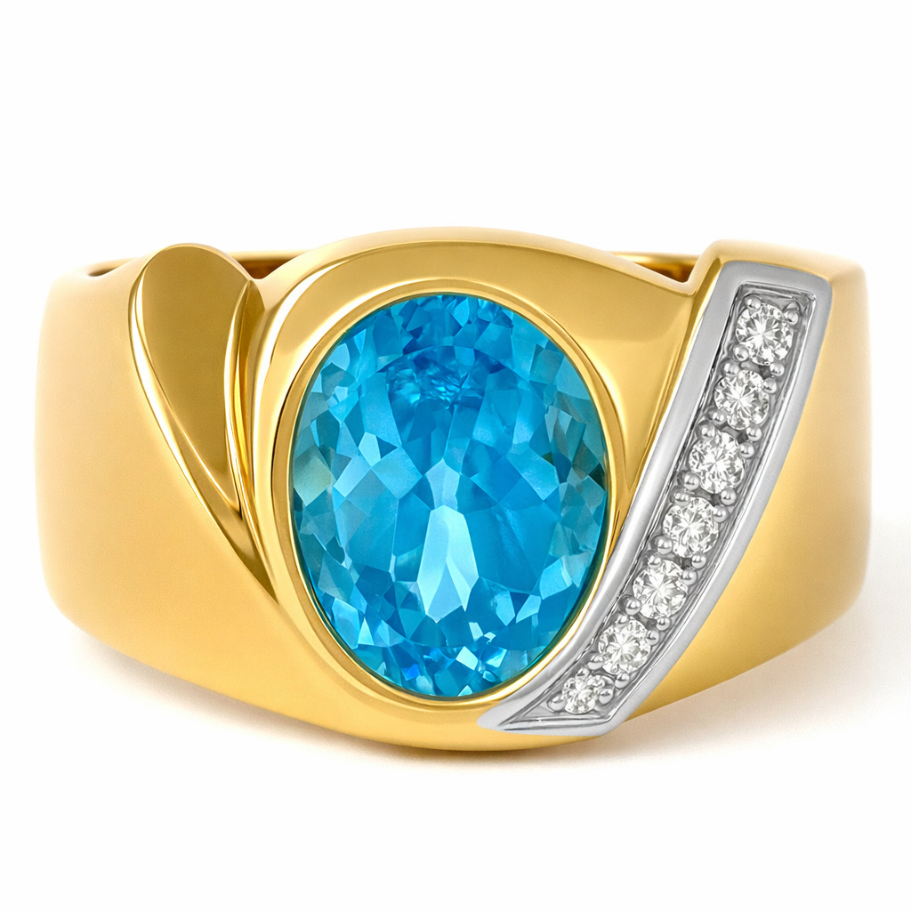 Anello - 18 carati Oro giallo, Oro bianco - 1.61ct. tw. Topazio - Diamante