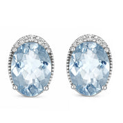 Orecchini - 18 carati Oro bianco Acquamarina - Diamante