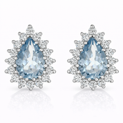 Orecchini - 18 carati Oro bianco - 1.60ct. tw. Acquamarina - Diamante