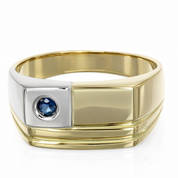 Anello - 18 carati Oro giallo, Oro bianco - 0.04ct. tw. Zaffiro