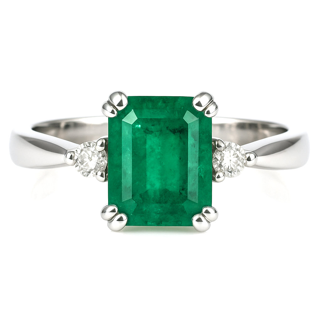 Anello - 18 carati Oro bianco - 2.30ct. tw. Smeraldo - Diamante