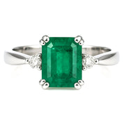 Anello - 18 carati Oro bianco - 2.30ct. tw. Smeraldo - Diamante