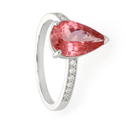 Anello - 18 carati Oro bianco - 3.15ct. tw. Tormalina - Diamante