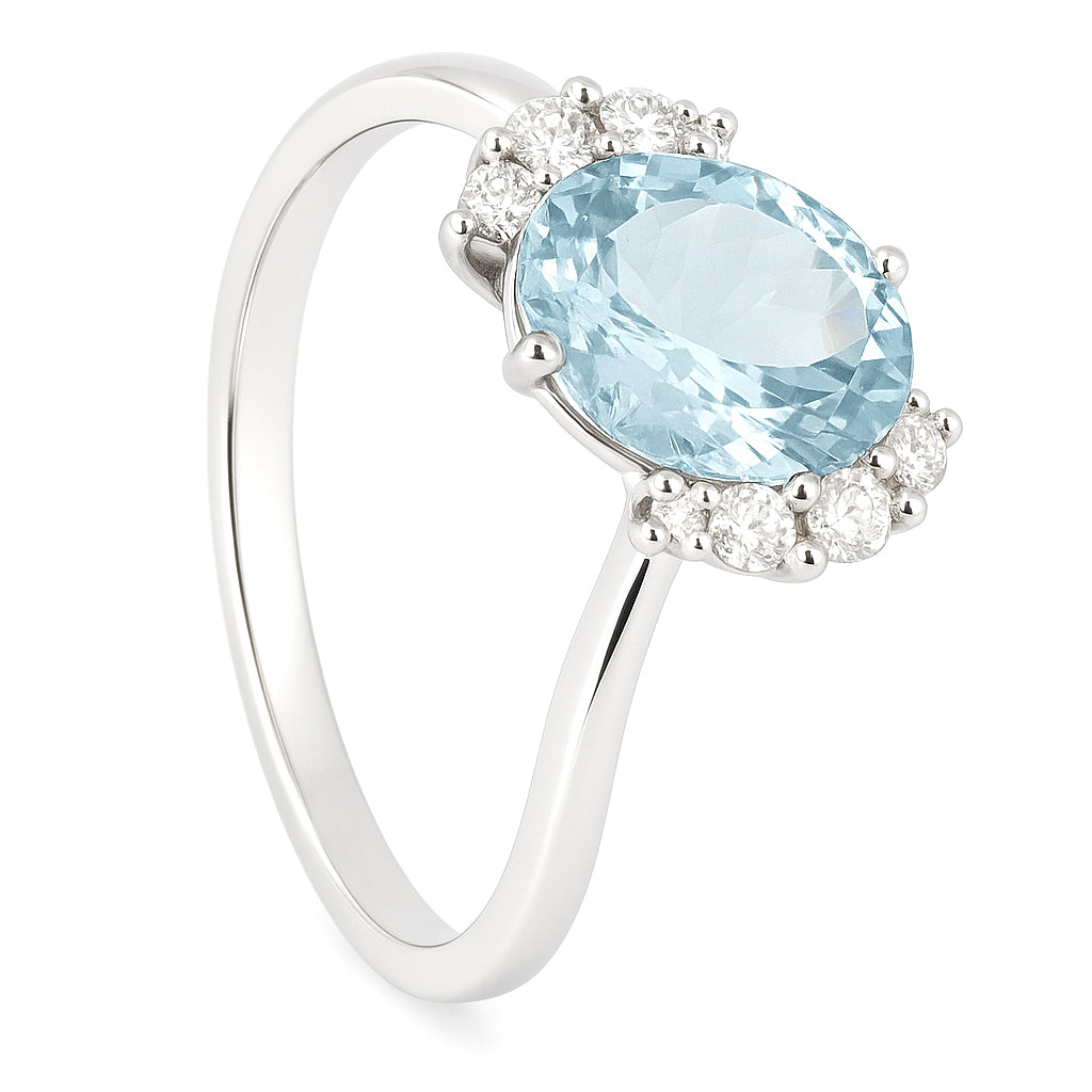 Anello - 18 carati Oro bianco - 1.66ct. tw. Acquamarina - Diamante