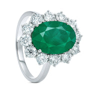 Anello - 18 carati Oro bianco - 5.60ct. tw. Smeraldo - Diamante